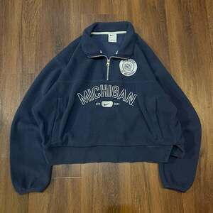Nike center swoosh Navy Michigan Wolverines Ath Dept Cropped Fleece